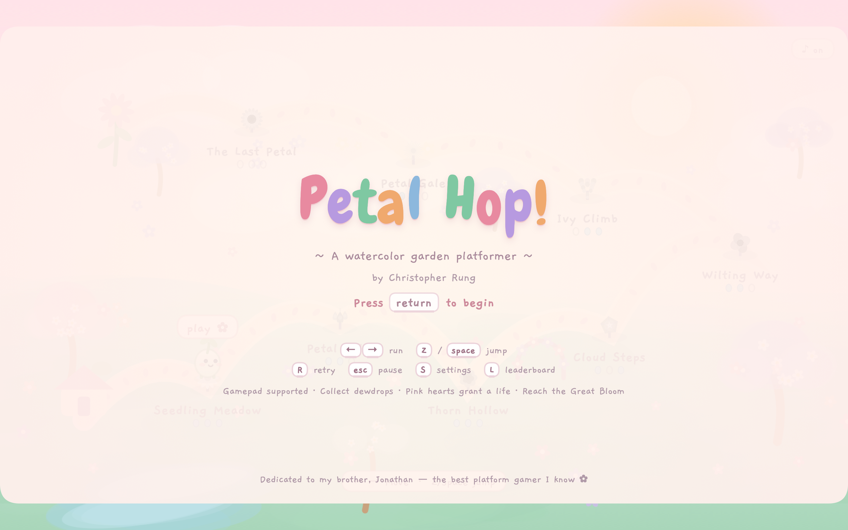 Petal Hop title screen